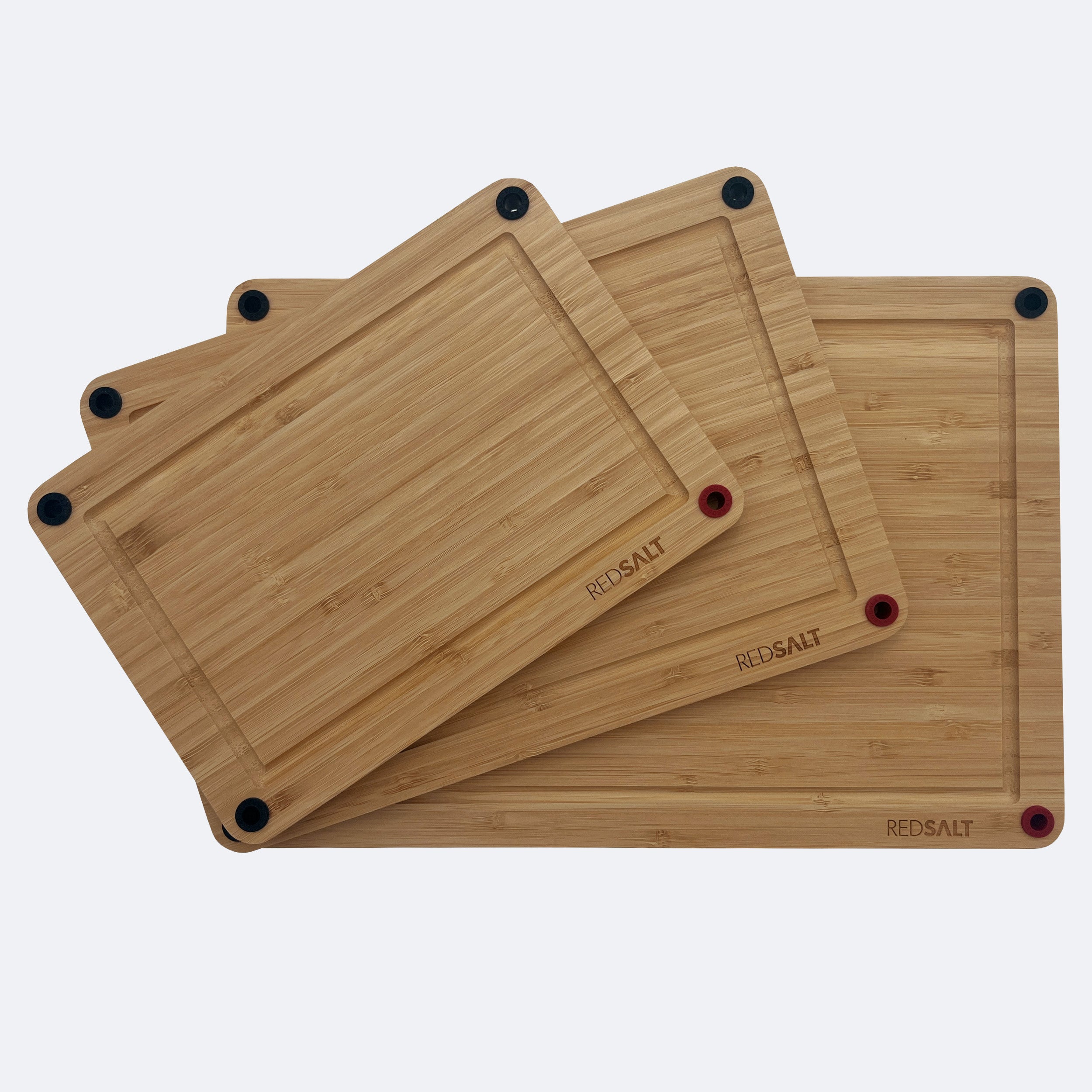 Bambus Schneidebrett 3er Set rutschfest 38x26 | 32x22 | 26x18 cm