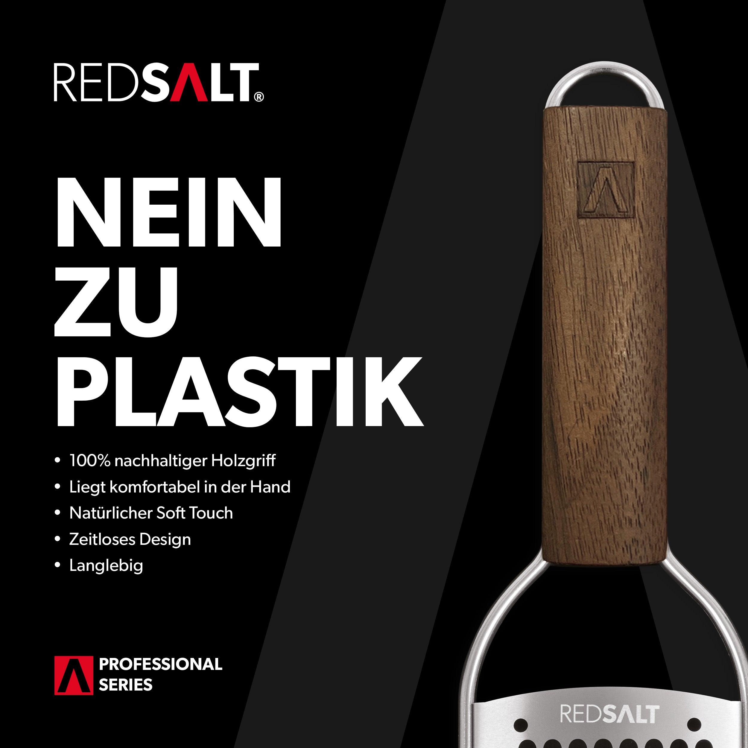 Julienne Edelstahl Reibe mit Walnuss Holzgriff