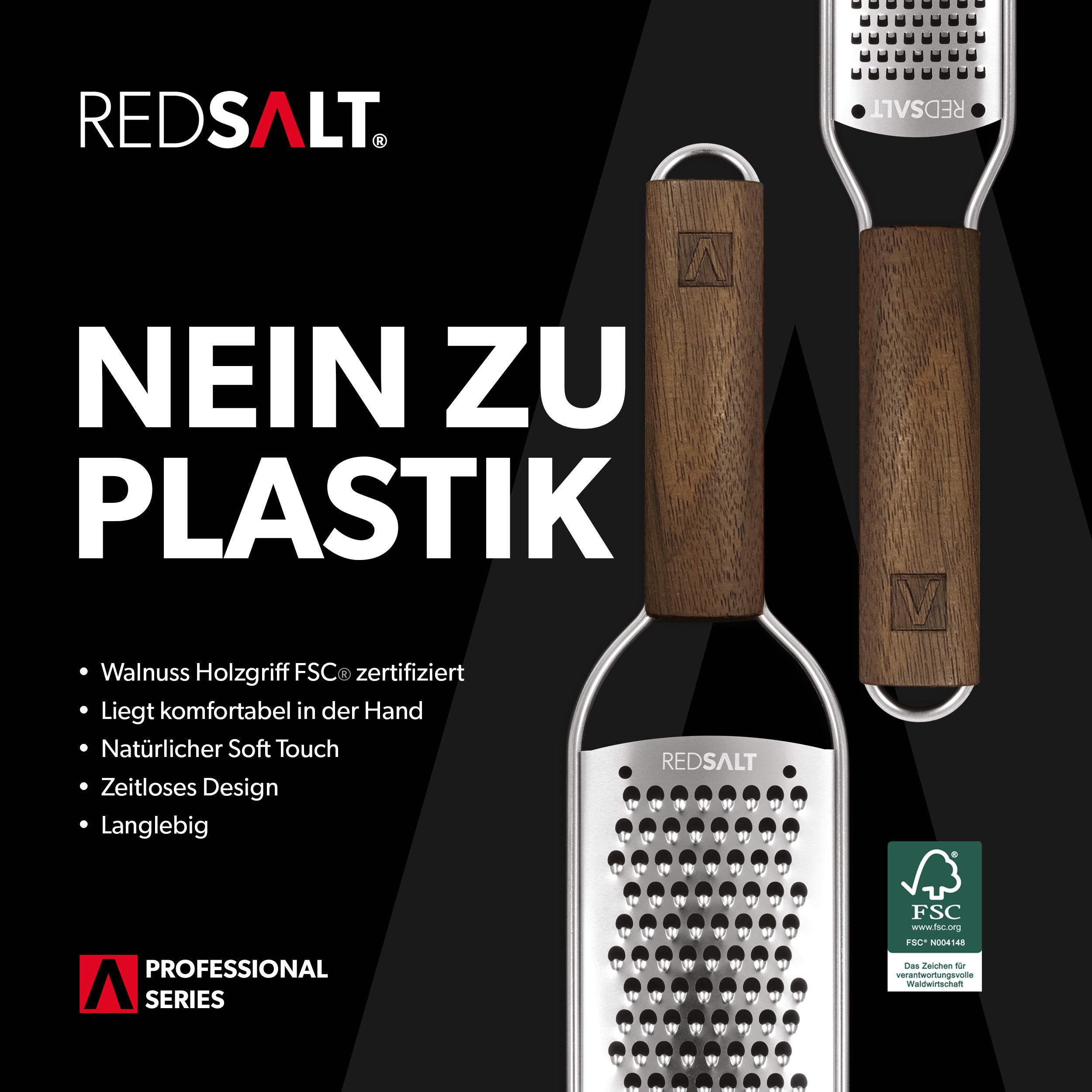 Reiben Set Zester & Julienne mit Walnuss Holzgriff