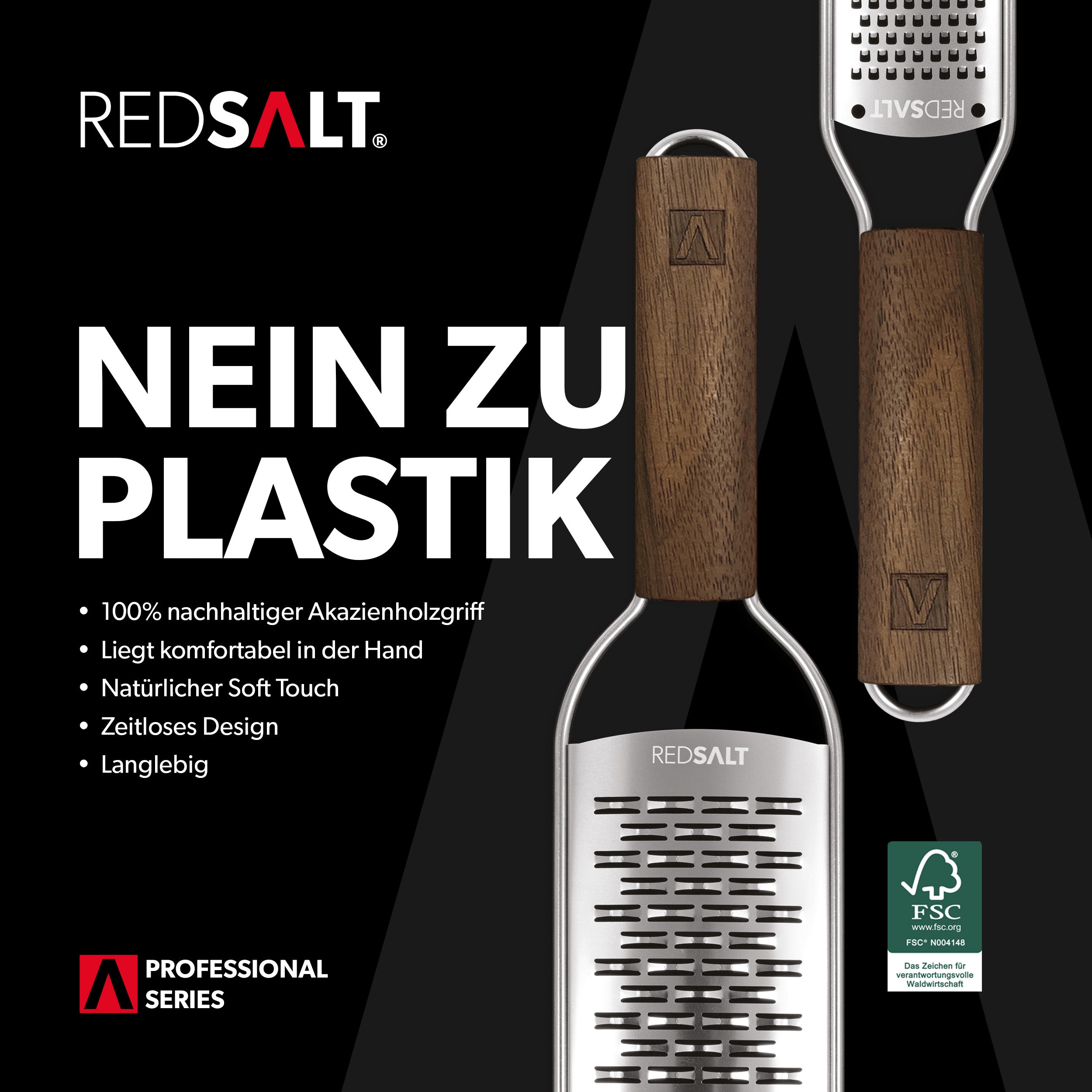 Reiben Set Zester & 2-Wege mit Walnuss Holzgriff