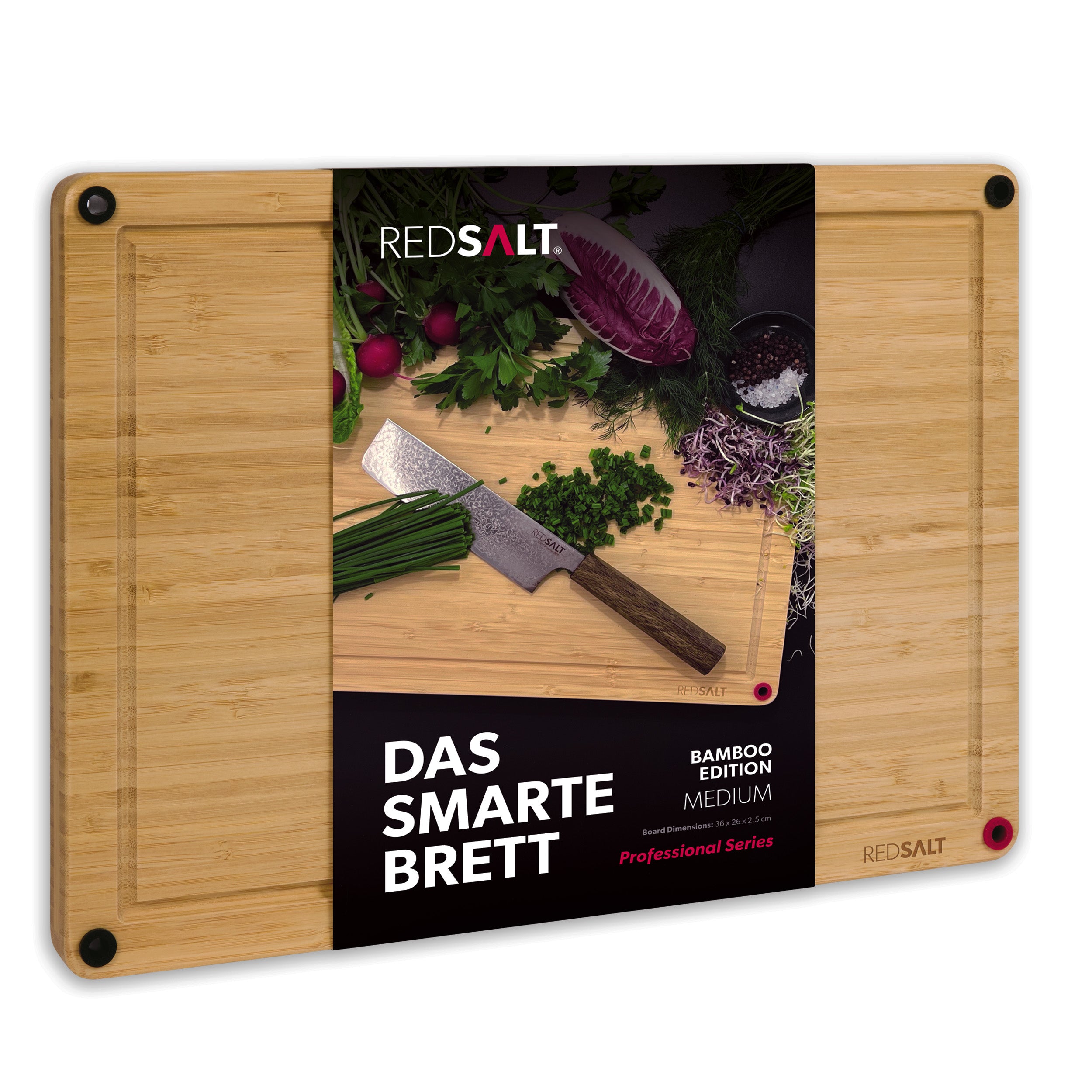 Bambus Schneidebrett M 36x26x2,5 cm rutschfest