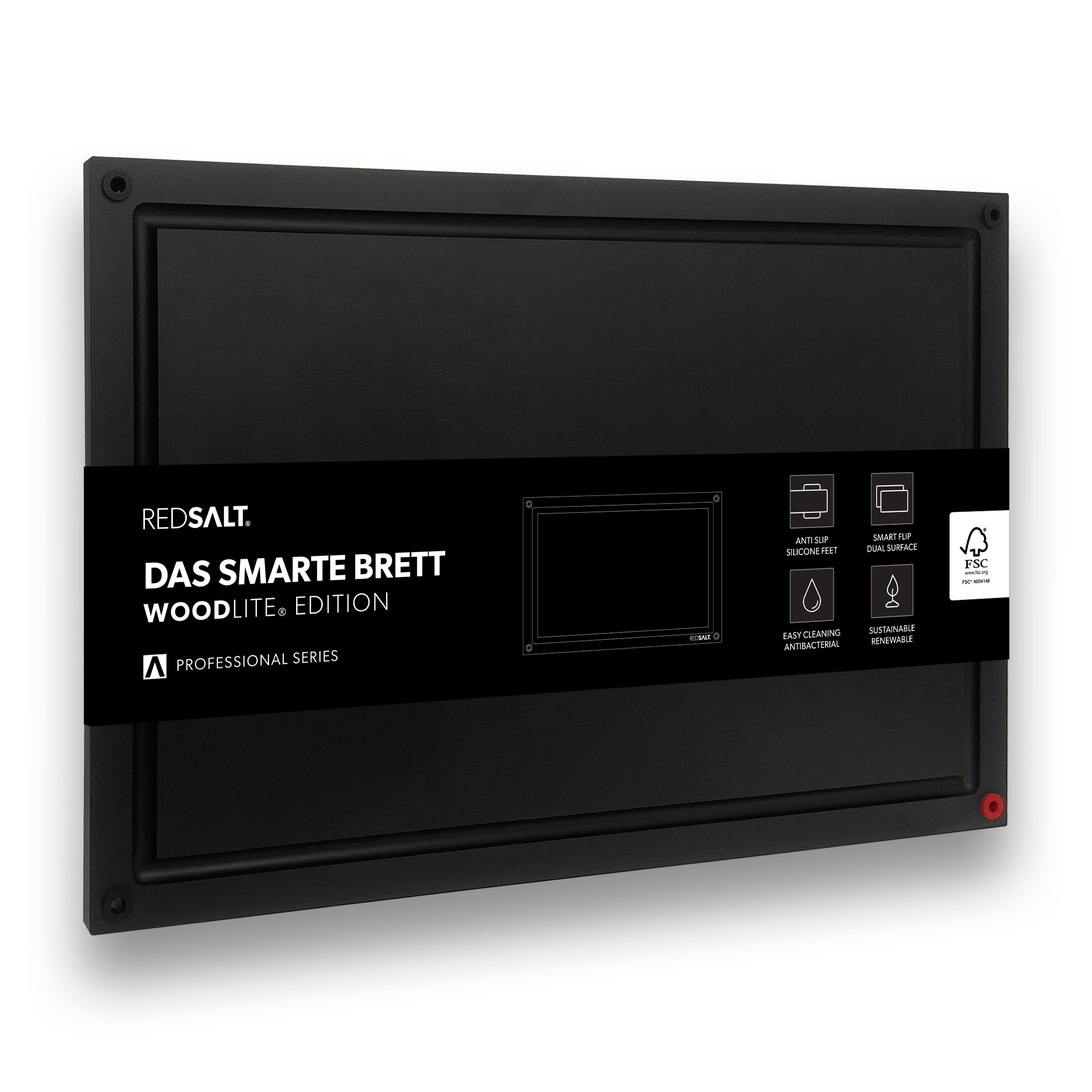 WOODLITE® Holzfaser Schneidebrett L 38x25x1,2 cm rutschfest & spülmaschinenfest